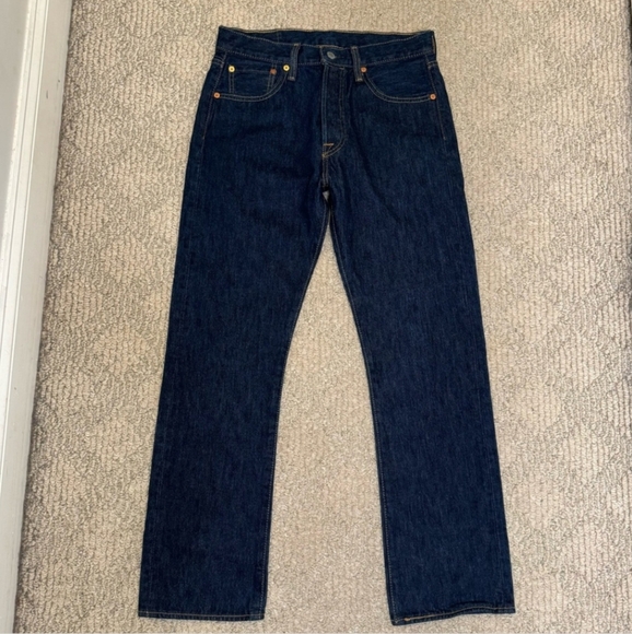 Levi's Denim - Levis Stauss 501 Jeans Dark Wash Straight Leg Cotton Classic Size 30